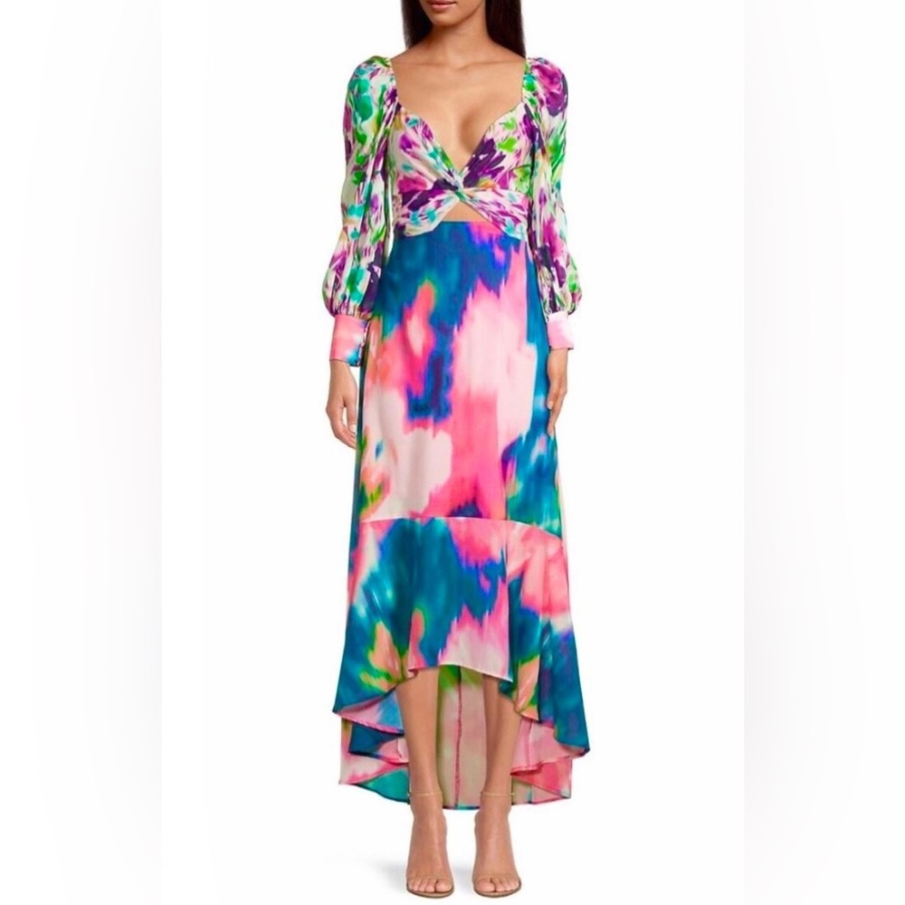 ONE33 Social Chiffon Printed Flounce Hem High-Low Dress size 8